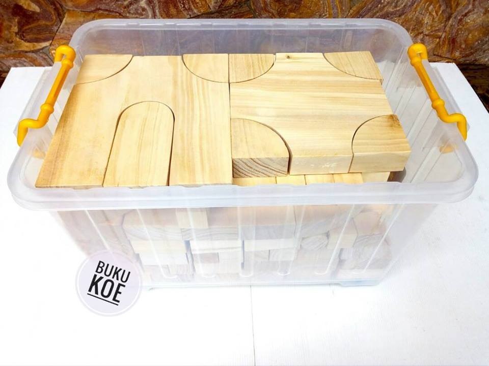 Mainan Balok Kayu Isi 110 pcs, Box
