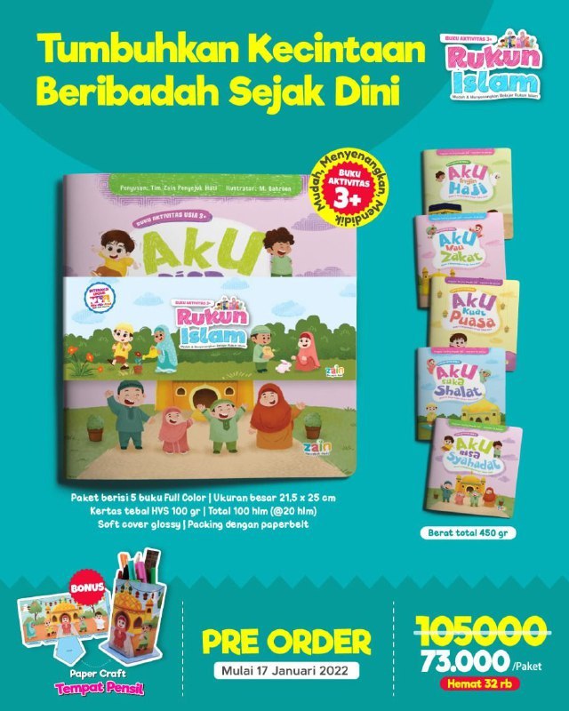Buku Aktivitas 3+ Mudah Dan Menyenangkan Belajar Rukun Islam (Set)