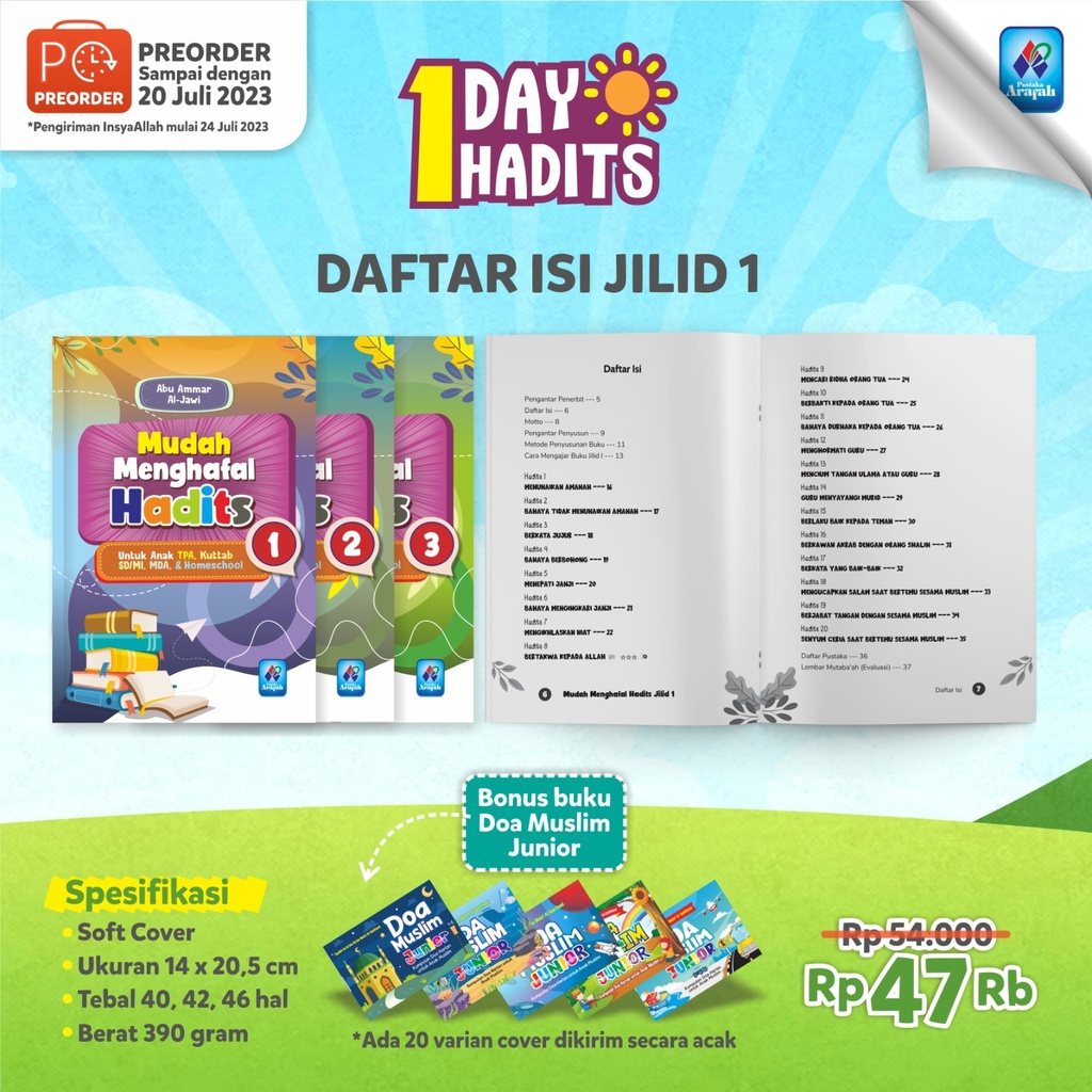 Mudah Menghafal Hadits Jilid 1-3 + Bonus Doa Muslim Junior