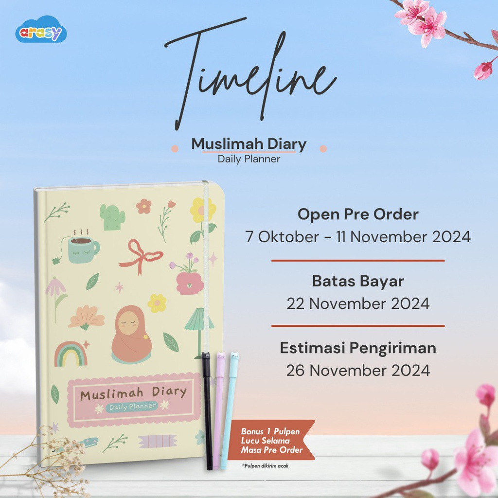 Muslimah Diary: Daily Planner Custom Nama, Arasy