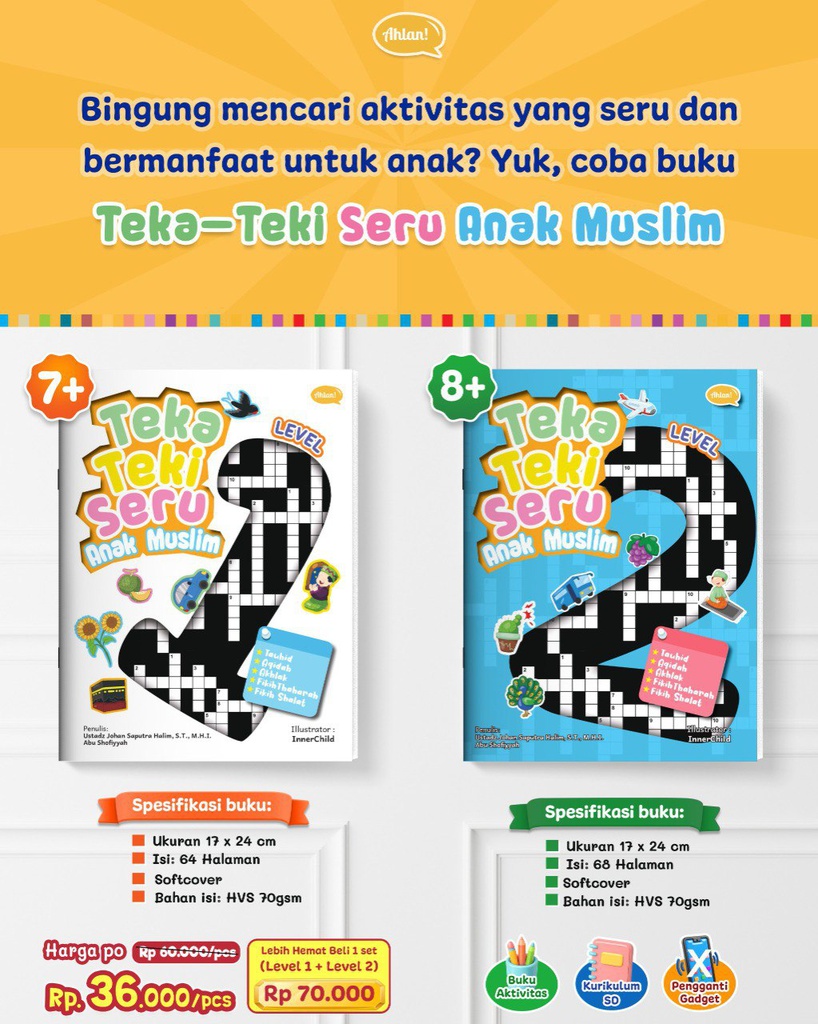 Bundling 2 Buku (Teka-Teki Seru Anak Muslim Level 1&amp;2) (PO Reguler), Ahlan 