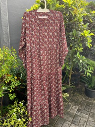 Gamis Rayon Motif Bunga (Merah)